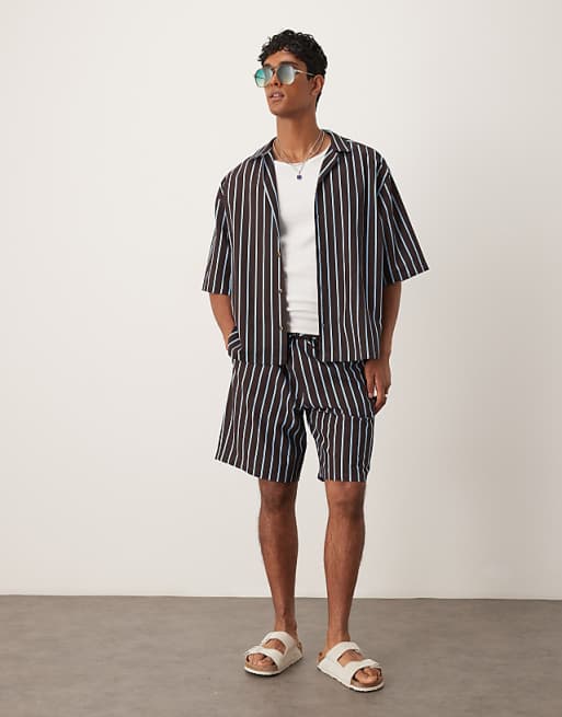 ASOS DESIGN co-ord in brown and navy stripe
