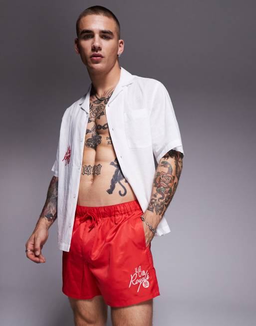 ASOS DESIGN Co-ord In Red And White With Embroidery