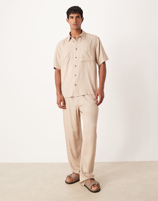 ASOS DESIGN co-ord in relaxed fit in stone