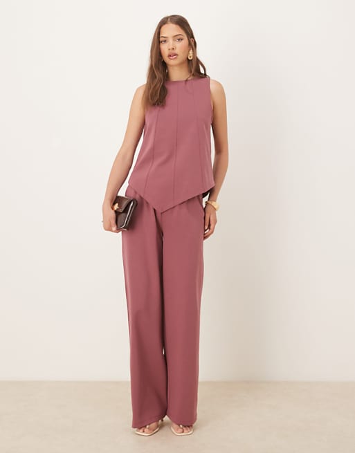 ASOS DESIGN co-ord interlock pointed hem in dusky red