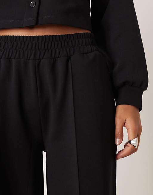 ASOS DESIGN Co-ord Interlock Wide Leg Trouser In Black