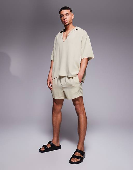 ASOS DESIGN Co-ord Linen Blend Oversized Shirt In Brown