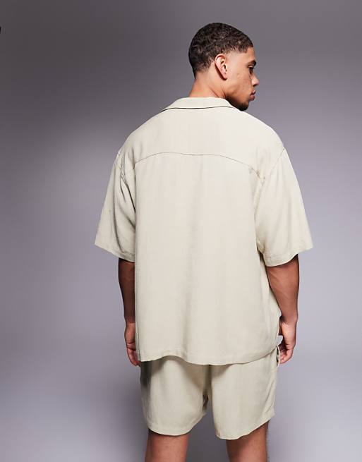 ASOS DESIGN Co-ord Linen Blend Oversized Shirt In Brown