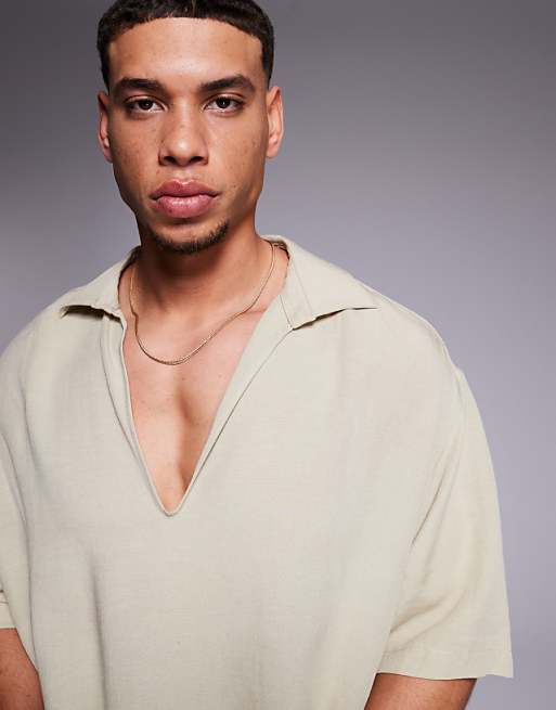 ASOS DESIGN Co-ord Linen Blend Oversized Shirt In Brown