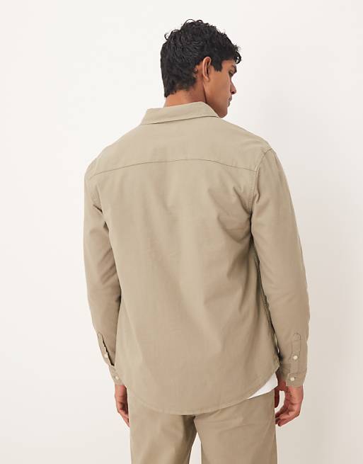 ASOS DESIGN Co-ord Long Sleeve Shirt In Beige