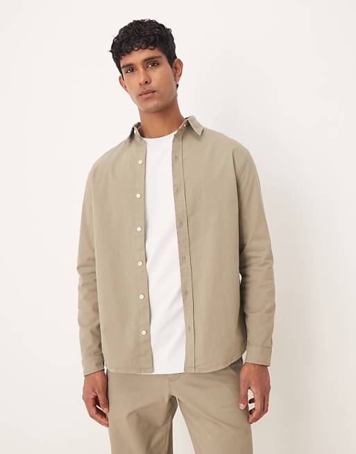 ASOS DESIGN co-ord long sleeve shirt in beige