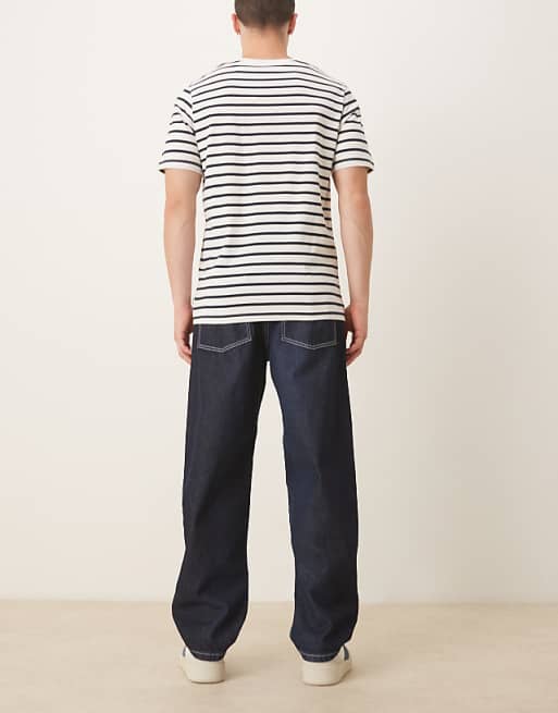 ASOS DESIGN Co-ord Loose Straight Jean In Indigo With Ecru Topstitch