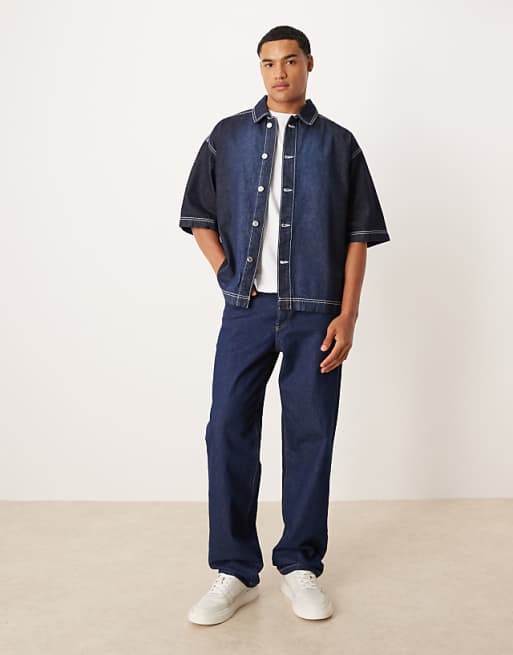 ASOS DESIGN Co-ord Oversized Boxy Shirt In Indigo Wash
