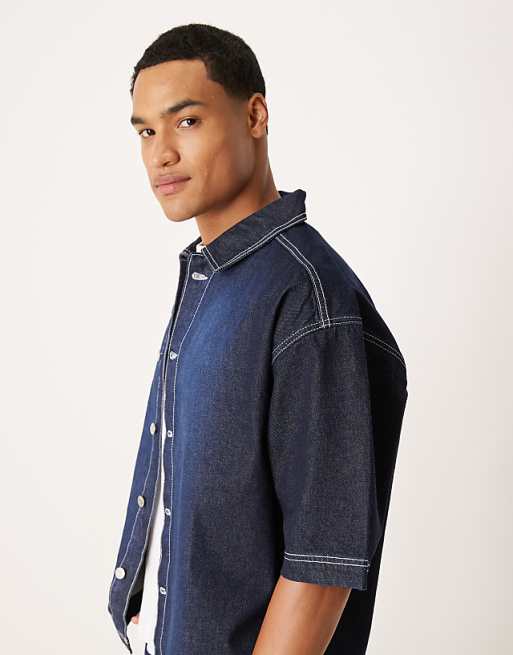 ASOS DESIGN Co-ord Oversized Boxy Shirt In Indigo Wash