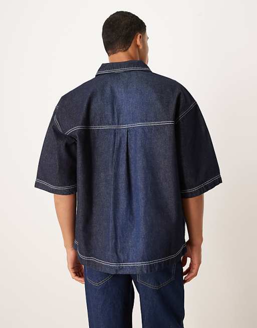 ASOS DESIGN Co-ord Oversized Boxy Shirt In Indigo Wash