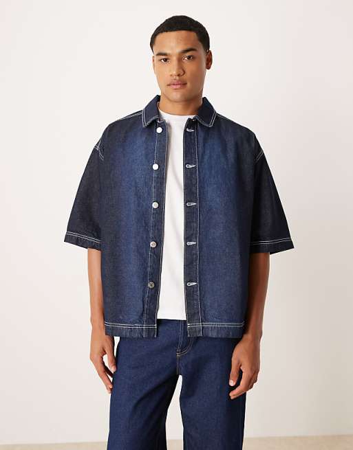 ASOS DESIGN co-ord oversized boxy shirt in indigo wash
