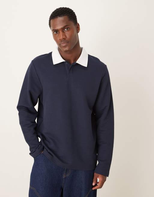 ASOS DESIGN Co-ord Oversized Half Zip Polo & Joggers In Navy Pique