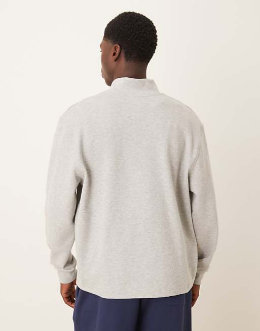 ASOS DESIGN Co-ord Oversized Half Zip Sweatshirt With Chest Embroidery In Grey Marl