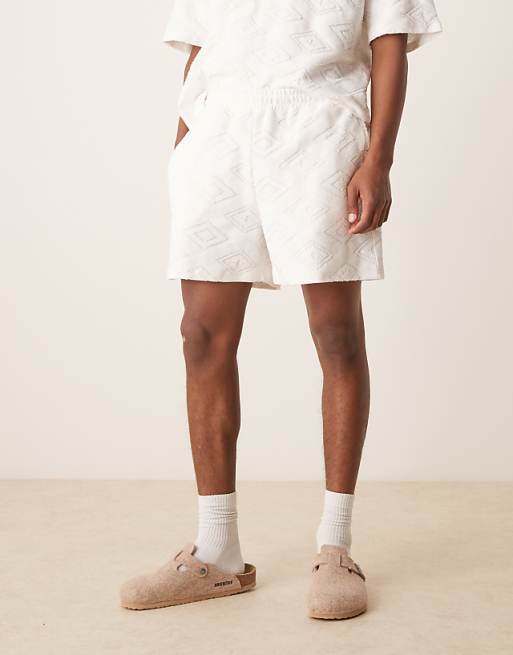 ASOS DESIGN Co-ord Oversized Jacquard Shorts In Ecru