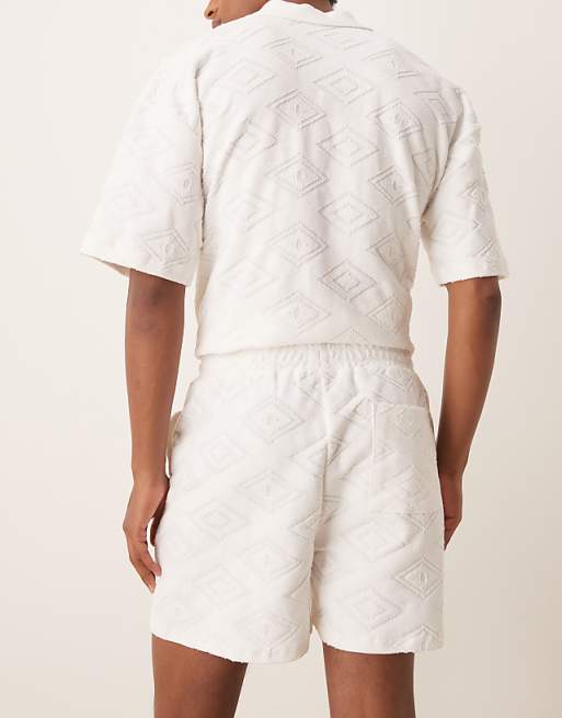 ASOS DESIGN Co-ord Oversized Jacquard Shorts In Ecru