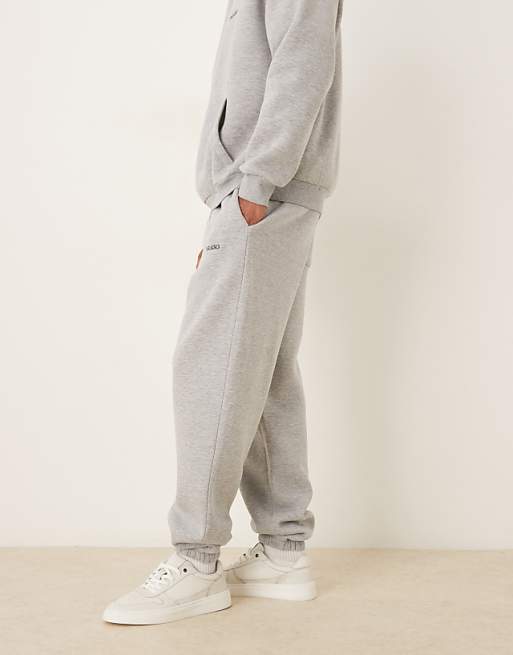 ASOS DESIGN Co-ord Oversized Joggers With Print In Grey Marl