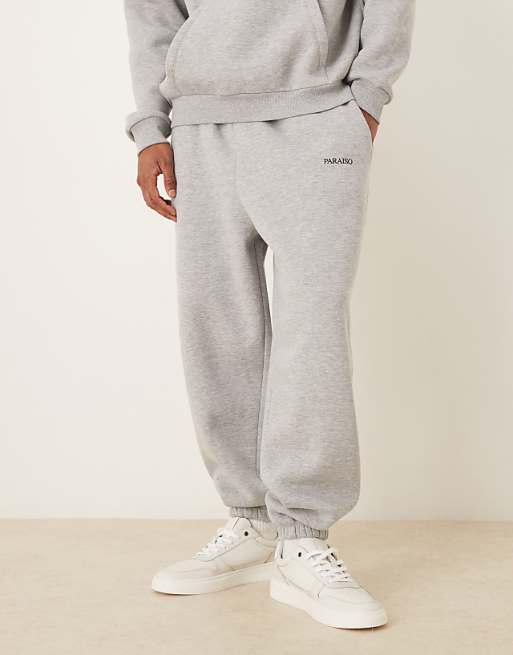 ASOS DESIGN co-ord oversized joggers with print in grey marl
