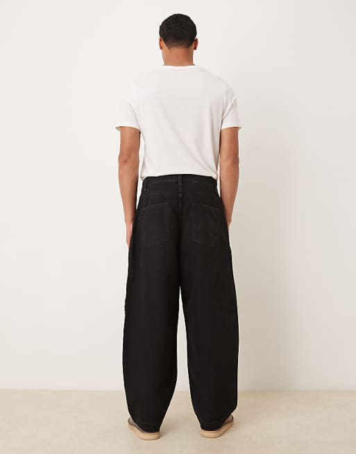 ASOS DESIGN Co-ord Oversized Tapered Jeans In Black With Pleats