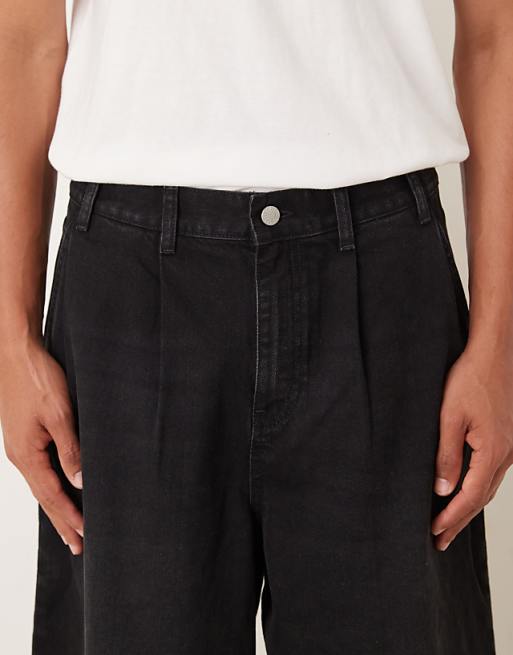 ASOS DESIGN Co-ord Oversized Tapered Jeans In Black With Pleats