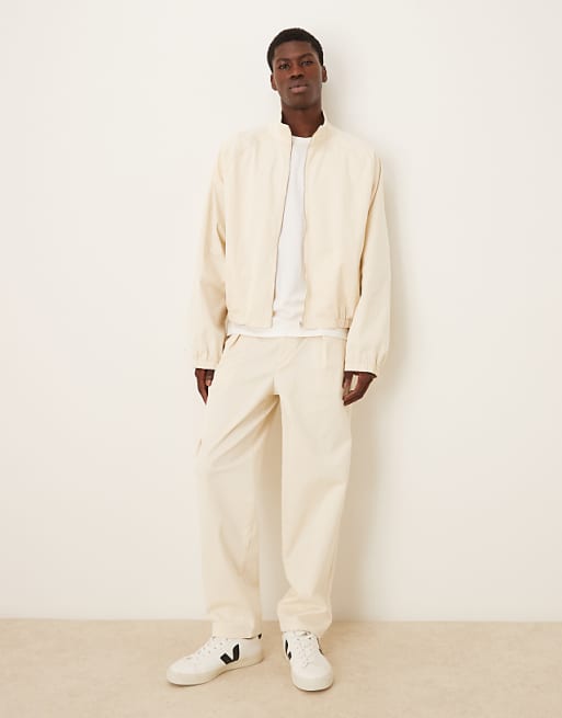 ASOS DESIGN Co-ord Oversized Tapered Trousers With Deep Pleat Detail In Ecru