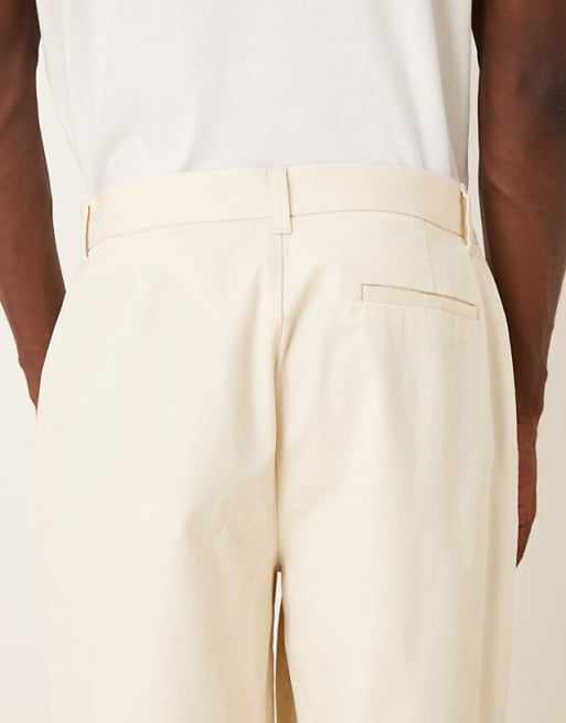 ASOS DESIGN Co-ord Oversized Tapered Trousers With Deep Pleat Detail In Ecru