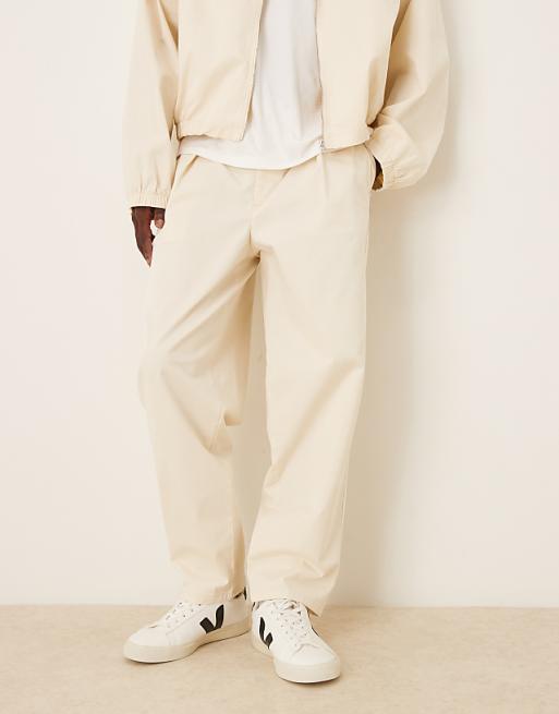 ASOS DESIGN co-ord oversized tapered trousers with deep pleat detail in ecru