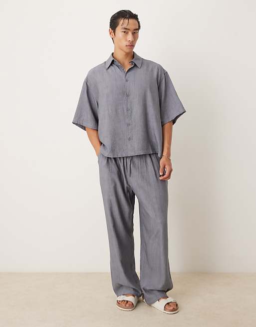 ASOS DESIGN Co-ord Oversized Textured Shirt In Blue