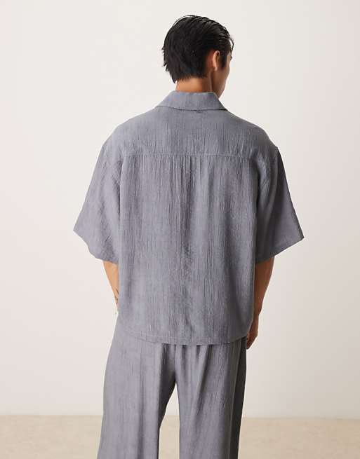 ASOS DESIGN Co-ord Oversized Textured Shirt In Blue