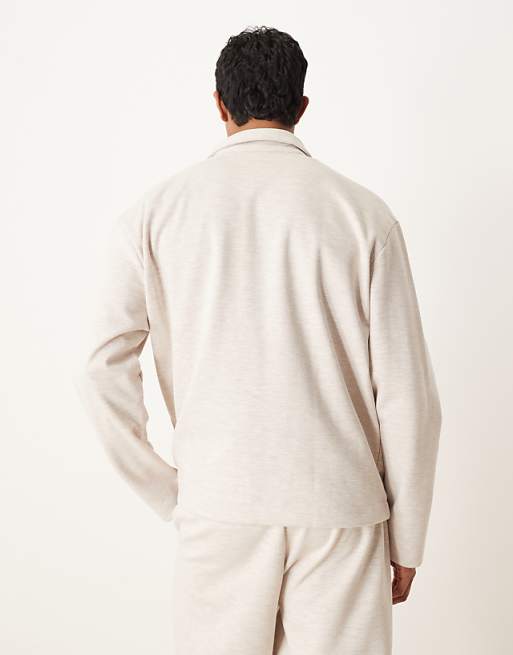 ASOS DESIGN Co-ord Oversized Zip Through Scuba-style Fabric Jacket In Oatmeal