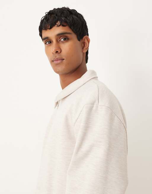 ASOS DESIGN Co-ord Oversized Zip Through Scuba-style Fabric Jacket In Oatmeal
