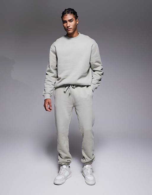 ASOS DESIGN Co-ord Premium Heavyweight Oversized Sweatshirt 400gsms In Sage Green