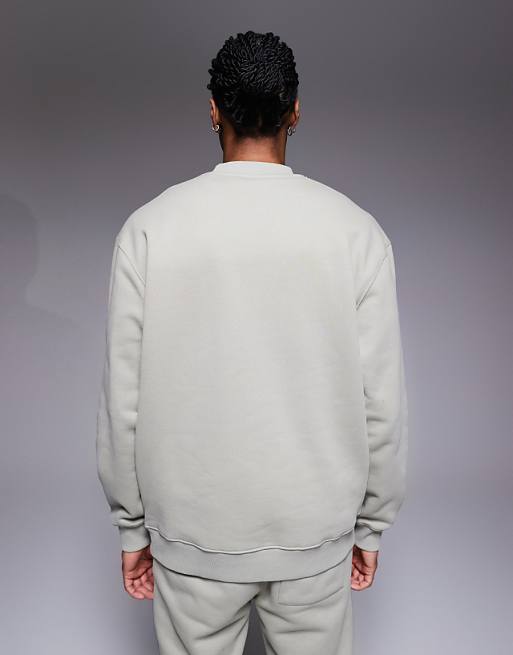 ASOS DESIGN Co-ord Premium Heavyweight Oversized Sweatshirt 400gsms In Sage Green