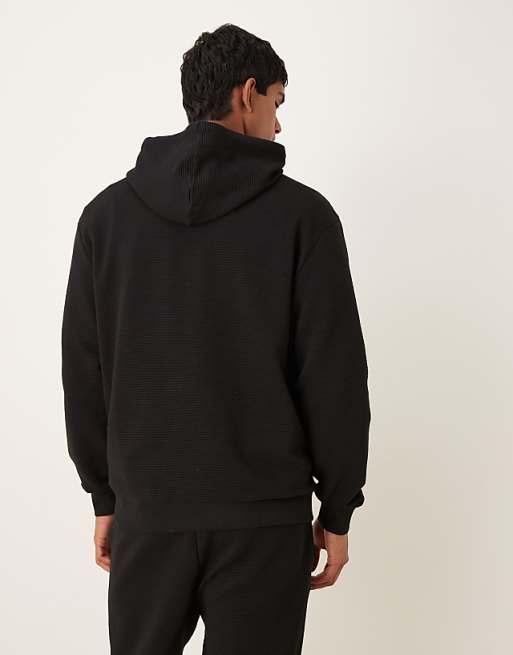 ASOS DESIGN Co-ord Relaxed Hoodie With Ribbed Texture In Black