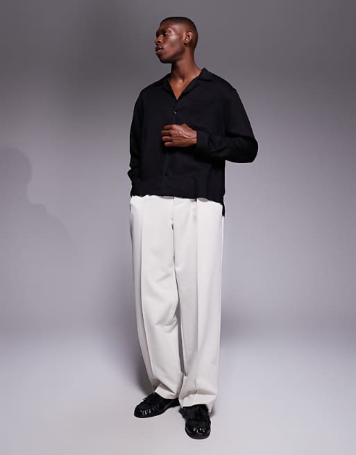 ASOS DESIGN Co-ord Relaxed Revere Shirt In Black