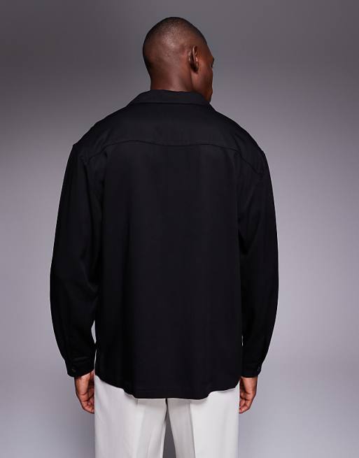 ASOS DESIGN Co-ord Relaxed Revere Shirt In Black