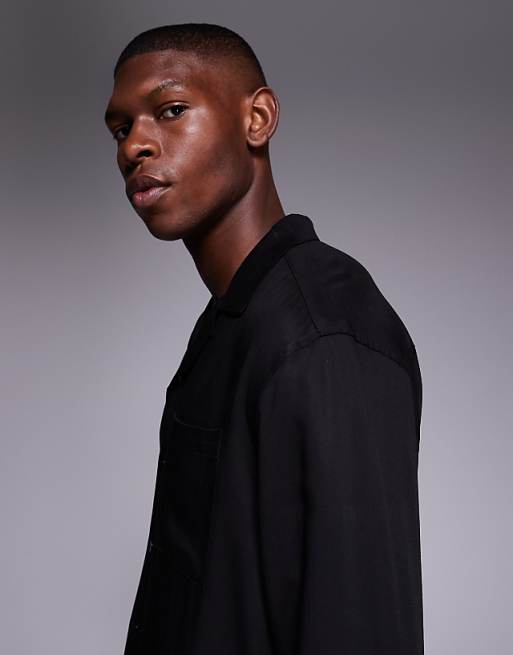 ASOS DESIGN Co-ord Relaxed Revere Shirt In Black