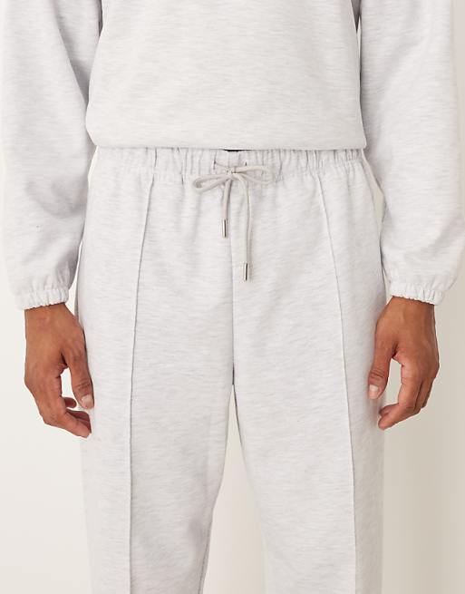 ASOS DESIGN Co-ord Relaxed Scuba-style Fabric Tapered Jogger With Pin Tuck In Grey