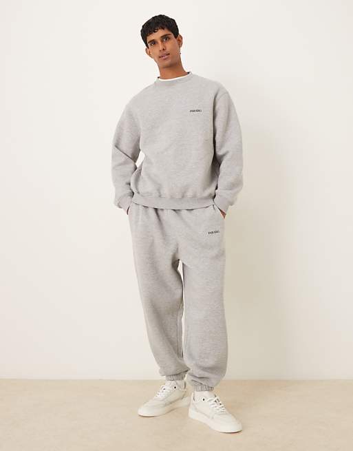 ASOS DESIGN Co-ord Relaxed Sweatshirt With Chest Print In Grey Marl