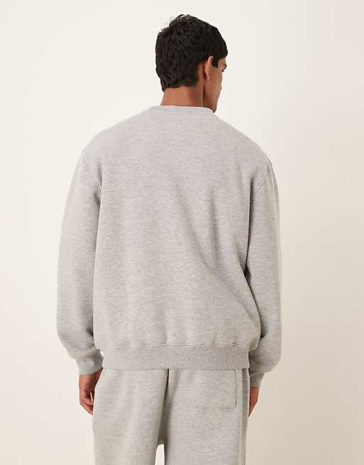 ASOS DESIGN Co-ord Relaxed Sweatshirt With Chest Print In Grey Marl