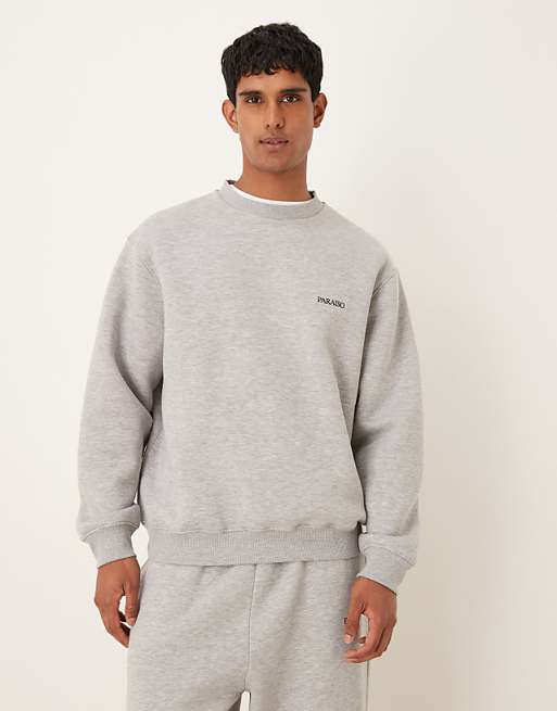 ASOS DESIGN co-ord relaxed sweatshirt with chest print in grey marl