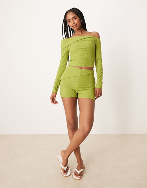 ASOS DESIGN co-ord rib in green - MULTI