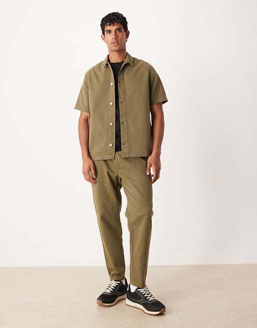 ASOS DESIGN co-ord short sleeve in khaki