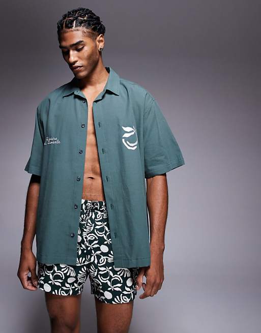 ASOS DESIGN co-ord shorts in short length in dark green