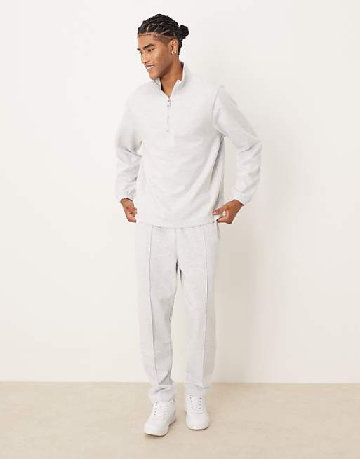 ASOS DESIGN Co-ord Standard Fit Scuba-style Fabric Half Zip In Grey