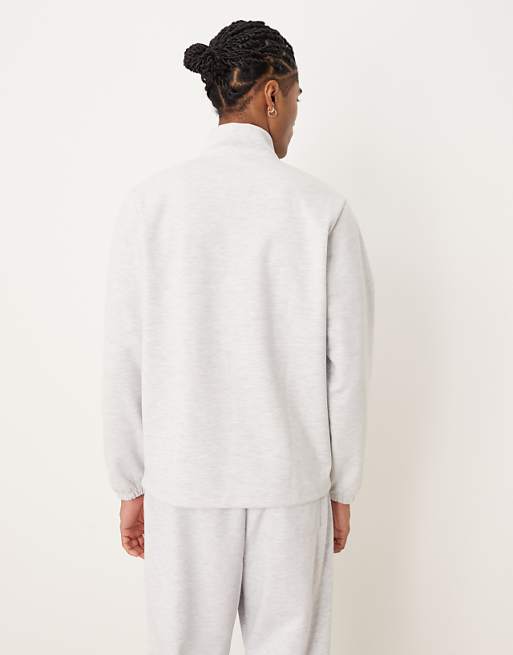 ASOS DESIGN Co-ord Standard Fit Scuba-style Fabric Half Zip In Grey