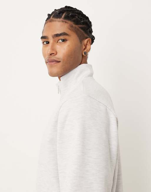 ASOS DESIGN Co-ord Standard Fit Scuba-style Fabric Half Zip In Grey