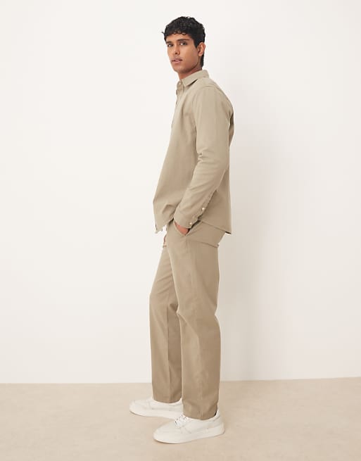 ASOS DESIGN Co-ord Straight Chinos In Beige