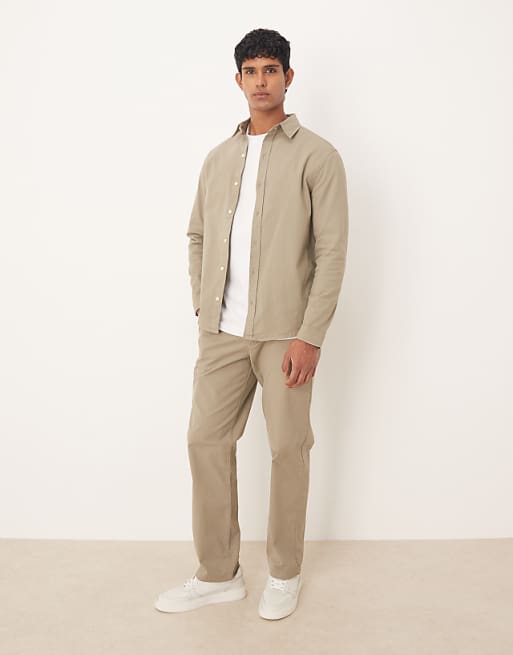 ASOS DESIGN co-ord straight chinos in beige