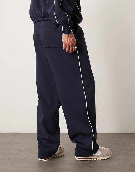 ASOS DESIGN Co-ord Super Baggy Jogger With Side Piping In Navy