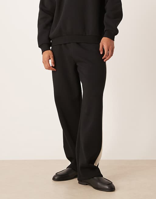 ASOS DESIGN Co-ord Wide Leg Joggers With Cut And Sew Panel In Black